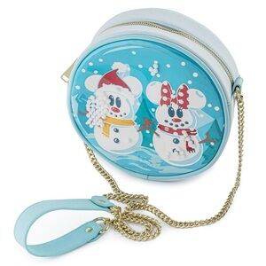 NWT Loungefly Disney Mickey & Minnie Snow Globe Crossbody Bag Faux Leather